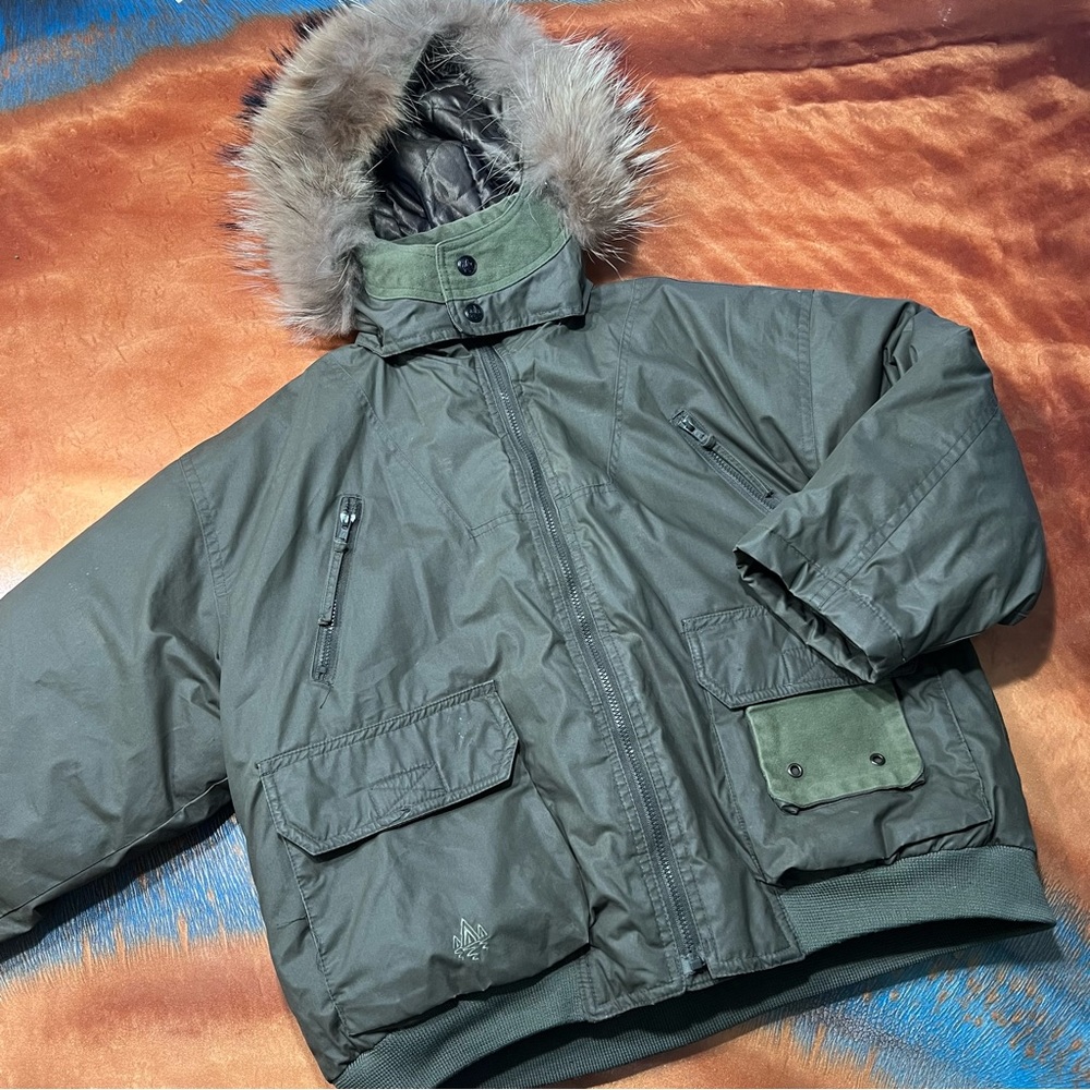 Rainforest Down Fur trim hooded jacket size 5/6 aviator bomber military